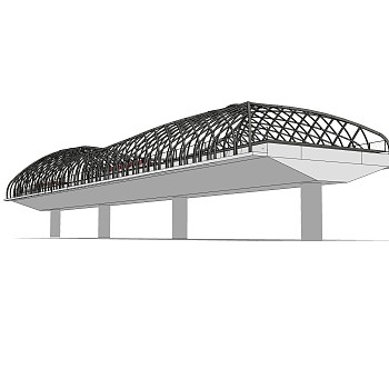 现代桥梁草图大师模型下载，sketchup桥梁su模型分享