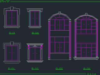 欧式建筑构件素材图库。窗套罗马柱CAD图纸下载