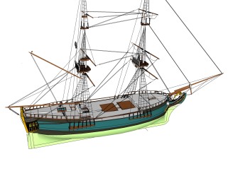 现代帆船草图大师模型，船SU模型下载