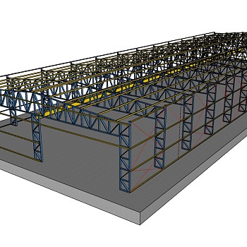 钢架棚结构草图大师模型，钢架棚SU模型下载