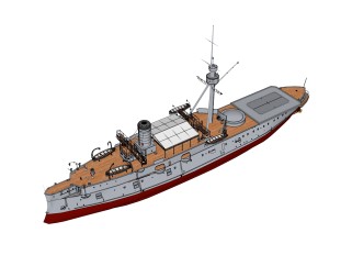现代日本Matsushima松岛号防护型巡洋舰su模型下载，巡洋舰草图大师模型