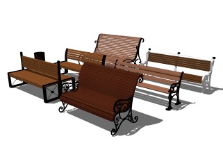 欧式户外公用椅草图大师模型，户外公用椅sketchup模型下载