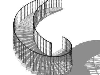 现代螺旋楼梯免费su模型，楼梯sketchup模型下载