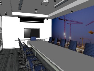  会议室室内表现草图，会议室sketchup模型下载