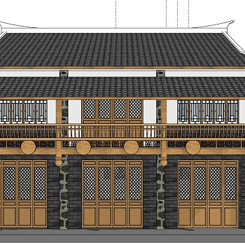 中式别墅su模型下载、中式别墅草图大师模型下载