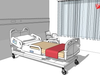 现代医院病床sketchup模型，医院病床草图大师模型