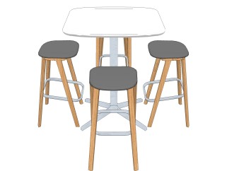 现代吧台桌椅组合草图大师模型，简约桌椅组合sketchup模型下载