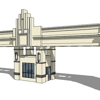 欧式入口大门skp文件下载，入口大门SU模型分享