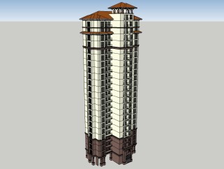 欧式高层公寓楼草图大师模型，公寓sketchup模型