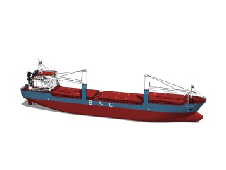 现代大型货轮skp模型模型，货船草图大师模型下载