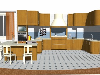 现代厨房柜免费su模型，厨房柜skb文件下载