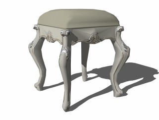 欧式雕花凳子草图大师模型，凳子sketchup模型下载