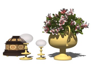 欧式花瓶台灯摆件草图大师模型,现代装饰品su模型下载