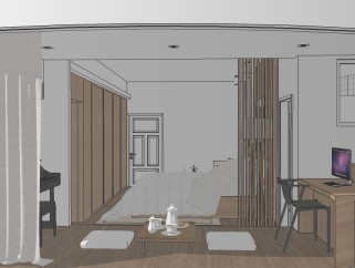 现代日式卧室sketchup模型免费下载