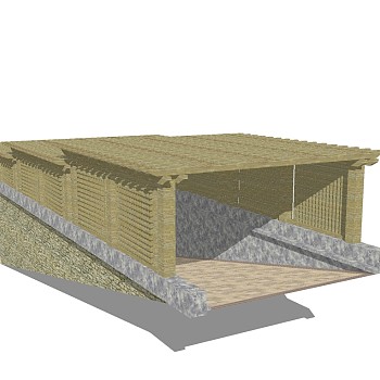 现代地下停车场入口草图大师模型，地下停车场入口sketchup模型免费下载