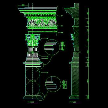 中式柱头CAD施工图，中式柱头CAD图纸下载