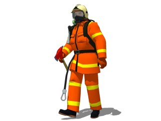 现代消防员sketchup模型，人物草图大师模型下载