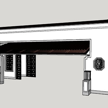 中式牌坊sketchup模型，牌坊skp文件下载
