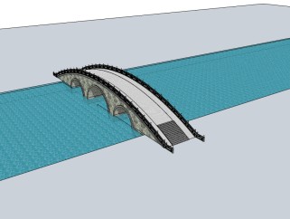 中式石拱桥草图大师模型，石拱桥sketchup模型
