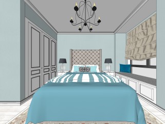 欧式住宅卧室su模型，卧室sketchup模型下载