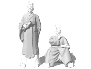 中式古代神像雕塑su模型下载、古代神像雕塑草图大师模型下载