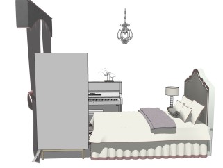 现代小孩家具卧室su模型，家具卧室草图大师模型下载