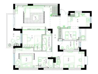 现代风格四室二厅装修图含效果图和CAD模型下载