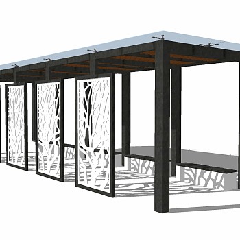 现代景观廊架草图大师模型，景观廊架sketchup模型下载