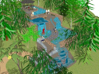 中式公园景观草图大师模型，公园景观sketchup模型下载