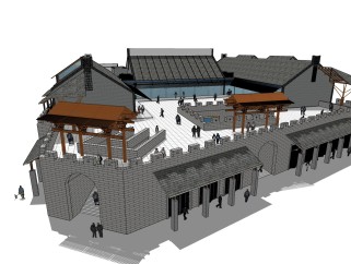中式休闲建筑会所模型，sketchup模型免费下载