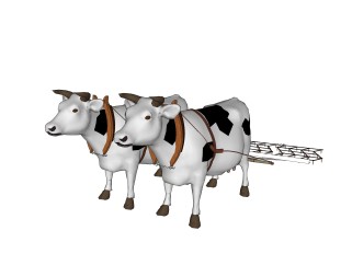 现代奶牛草图大师模型，动物sketchup模型下载