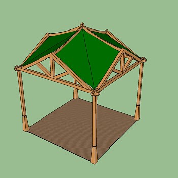 方亭sketchup模型免费下载，亭子skp模型分享