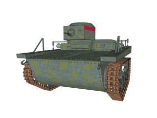 苏联T-37两栖侦查坦克su模型，坦克草图大师模型下载