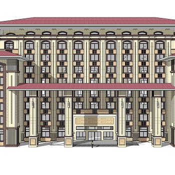 新中式会所建筑草图大师模型，sketchup模型免费下载