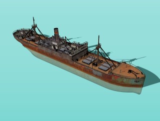 现代货船草图大师模型，货船sketchup模型