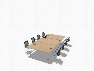 现代简约会议桌草图大师模型，会议桌skp模型下载