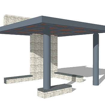 现代简约廊架草图大师模型，廊架sketchup模型下载