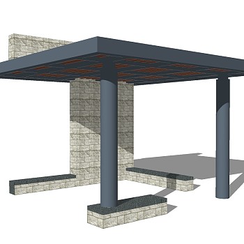 现代简约廊架草图大师模型，廊架sketchup模型下载