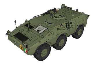 意大利puma6x6轮式装甲车草图大师模型，装甲车SU模型下载