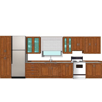 美式橱柜草图大师免费模型，厨房柜sketchup模型下载