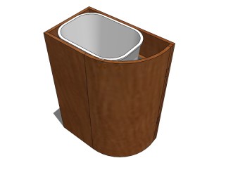 现代简约木制环保垃圾桶草图大师模型，垃圾桶SU模型下载