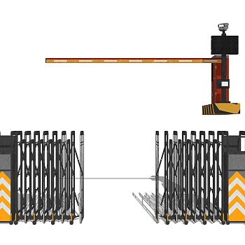 现代收费杆组合su模型，收费杆草图大师模型下载