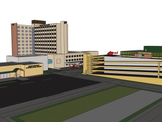 现代医院sketchup模型下载，医院草图大师模型