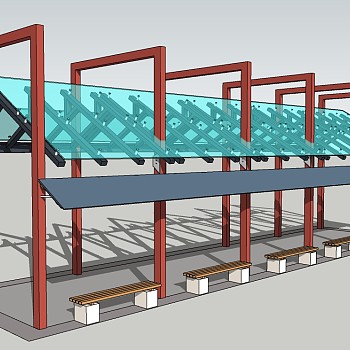 现代景观廊架草图大师模型，景观廊架sketchup模型下载