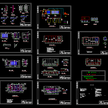高桥污水处理站各设施建筑结构设计图，污水处理站CAD工程图纸下载