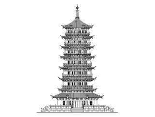 桂林七层仿古佛塔建筑CAD施工图