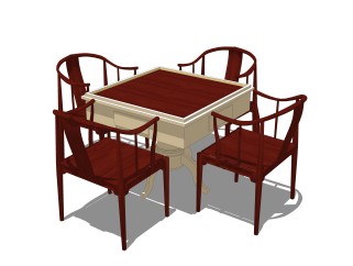 新中式休闲桌椅草图大师模型，桌椅sketchup模型下载