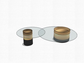 现代圆形玻璃茶几su模型，茶几sketchup模型下载