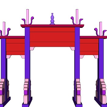 牌坊草图大师模型下载、牌坊su模型下载