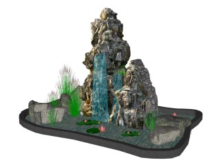现代公园景观山水草图大师模型，公园景观山水sketchup模型下载